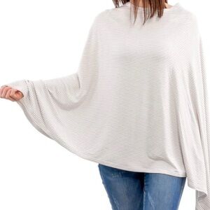 WeeSprout | NWT Nursing Cover Poncho in Grey & White Stripes